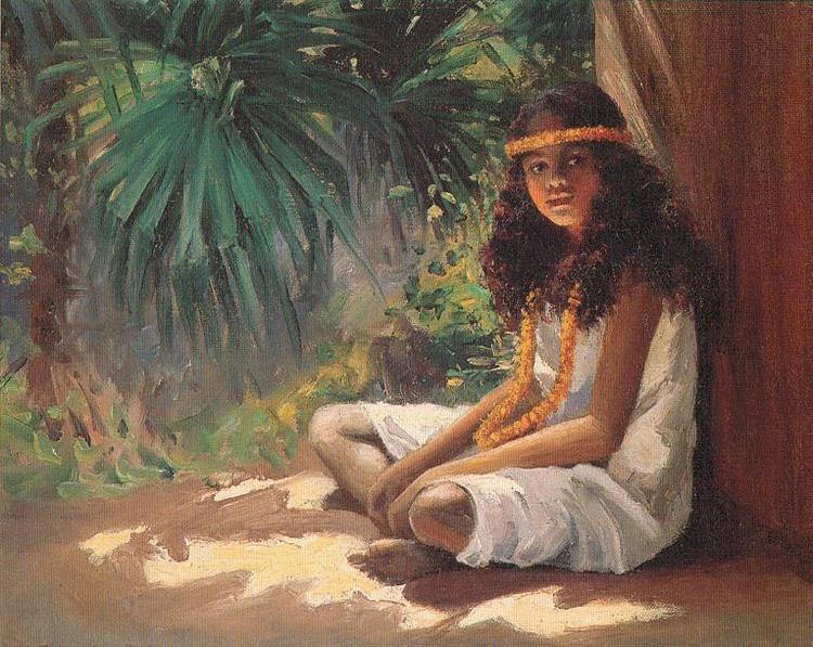 Helen Thomas Dranga Portrait of a Polynesian Girl Sweden oil painting art